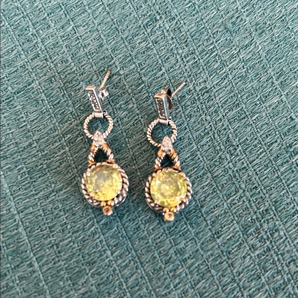 Taxco Silver and Green Gemstone Earrings
